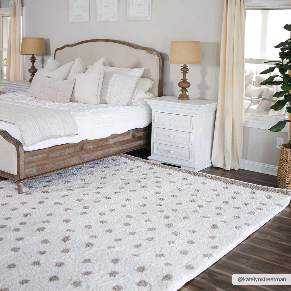 
                      
                        Hauteloom Chaia Dotted Cream & Brown Plush Rug - lily & onyx
                      
                    