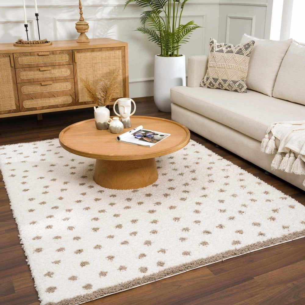 
                      
                        Hauteloom Chaia Dotted Cream & Brown Plush Rug - lily & onyx
                      
                    