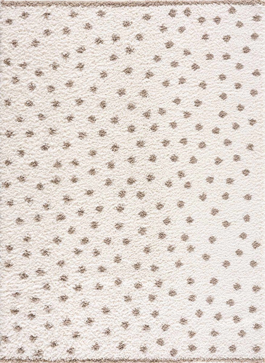 Hauteloom Chaia Dotted Cream & Brown Plush Rug - lily & onyx