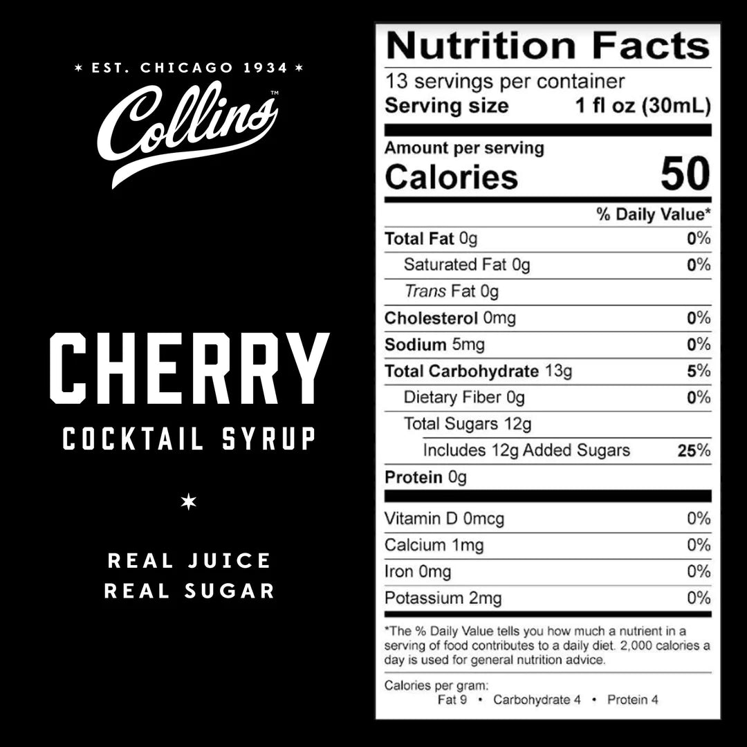 Collins Cherry Cocktail Syrup, 32 Oz - lily & onyx