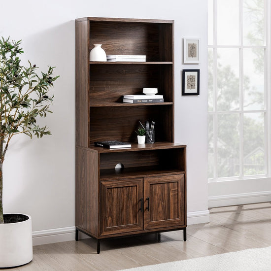 Walker Edison Chevy 64" Contemporary 2-Door Hutch Bookshelf - lily & onyx