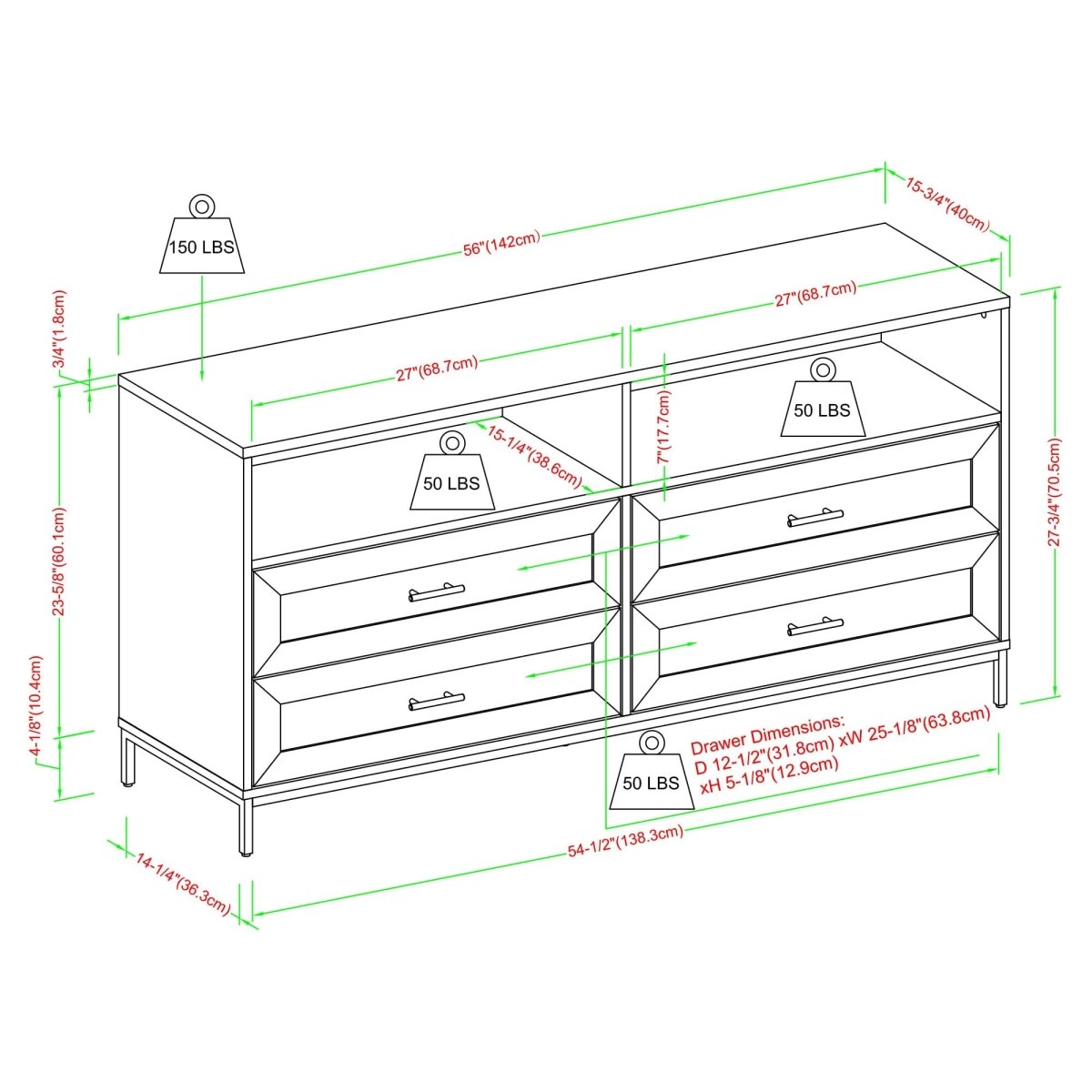 Walker Edison Chevy Modern TV Stand - lily & onyx