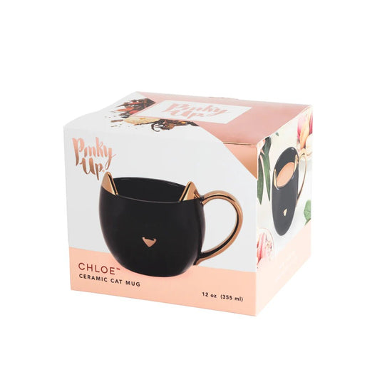 Pinky Up Chloe™ Ceramic Cat Mug, 12 Oz - lily & onyx