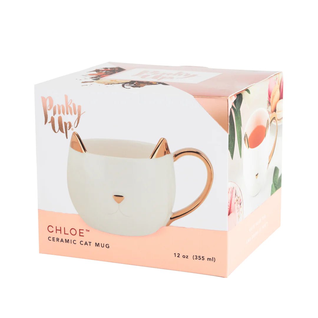 Pinky Up Chloe™ Ceramic Cat Mug, 12 Oz - lily & onyx