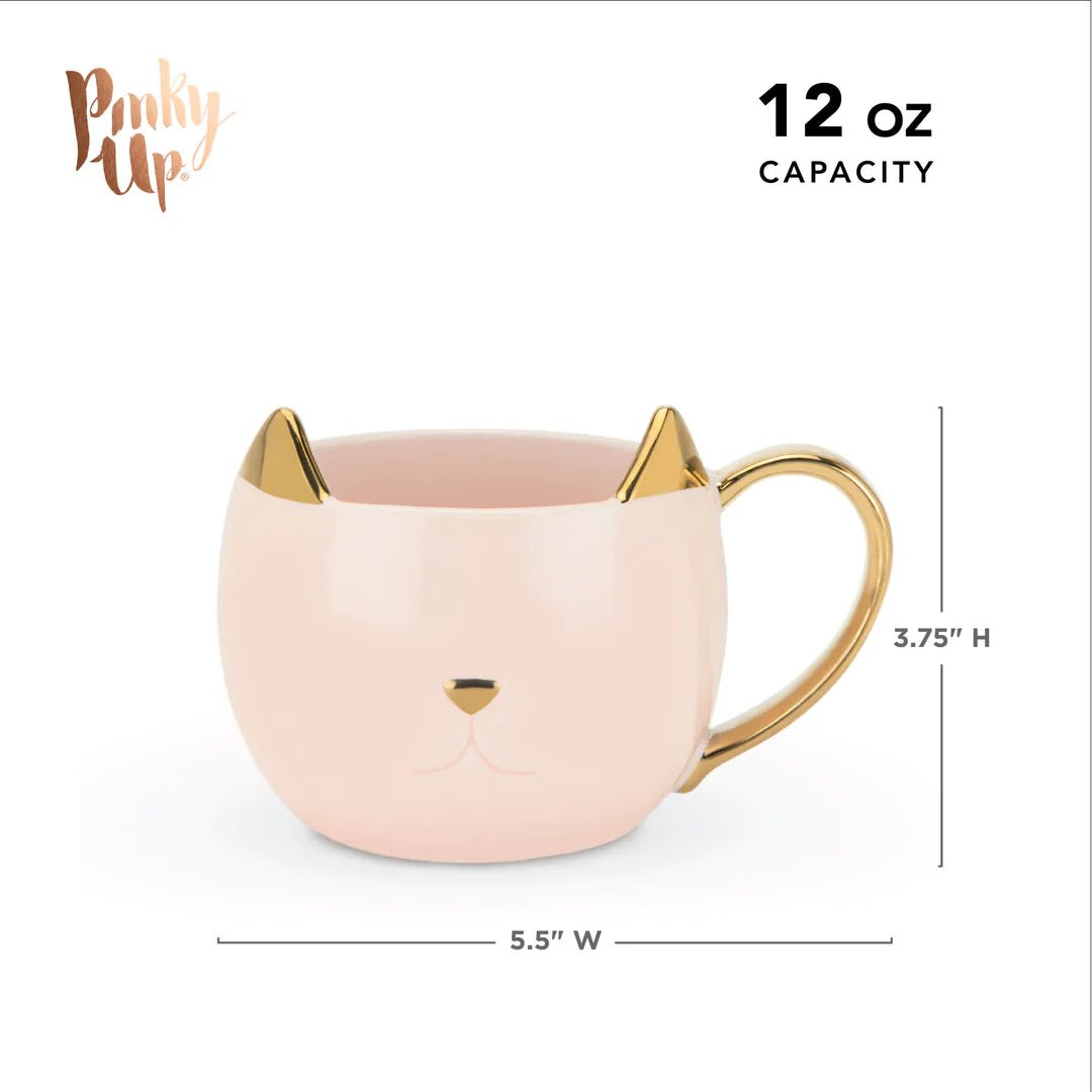 Pinky Up Chloe™ Ceramic Cat Mug, 12 Oz - lily & onyx