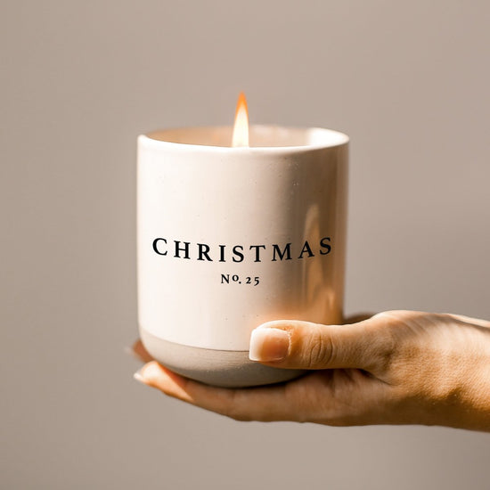 Sweet Water Decor Christmas Soy Candle - Cream Stoneware Jar - 12 oz - lily & onyx