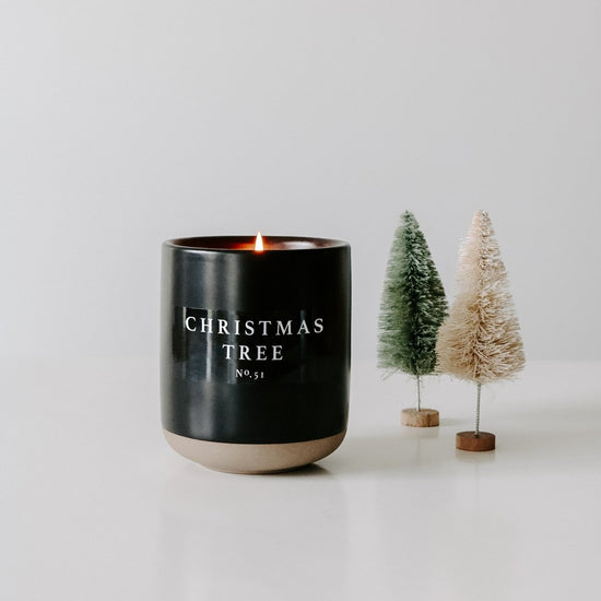 Sweet Water Decor Christmas Tree Soy Candle - Black Stoneware Jar - 12 oz - lily & onyx