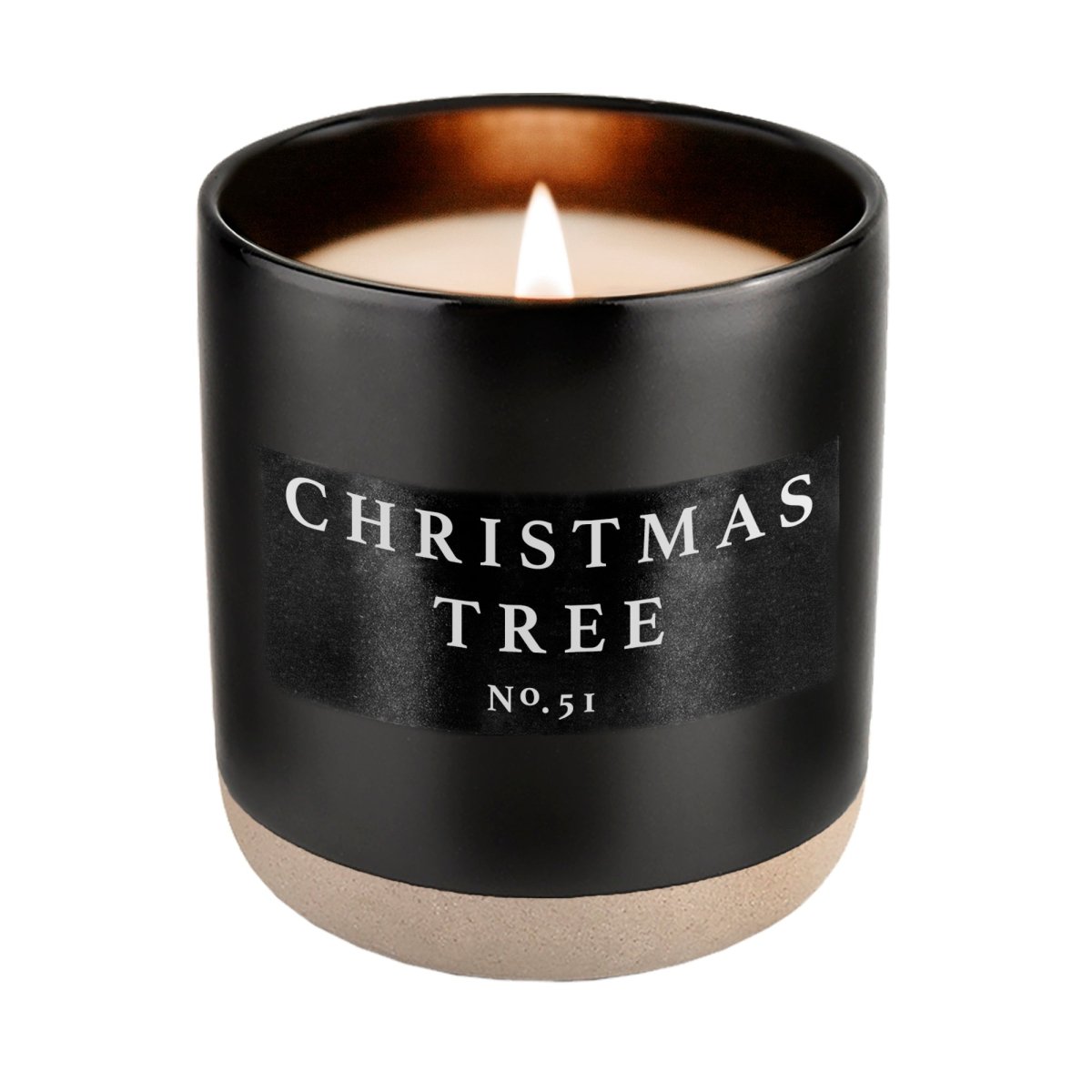 Sweet Water Decor Christmas Tree Soy Candle - Black Stoneware Jar - 12 oz - lily & onyx