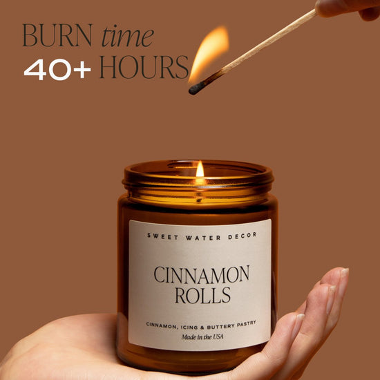Sweet Water Decor Cinnamon Rolls Soy Candle - Amber Jar - 9 oz - lily & onyx