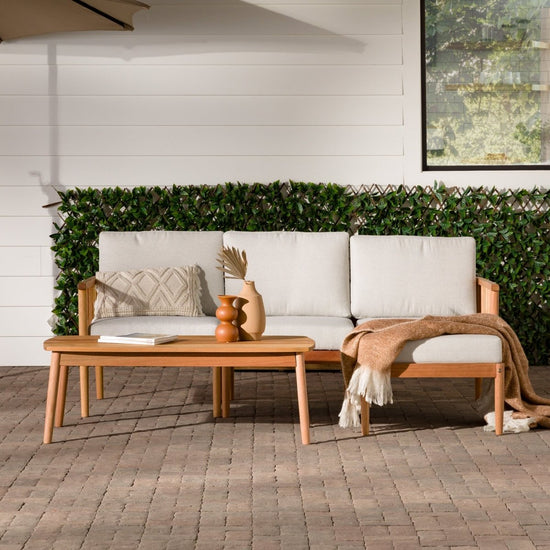 Walker Edison Circa Modern 4-Piece Spindle Solid Wood Outdoor L-Shaped Sectional Set - lily & onyx