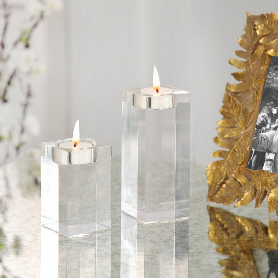 Load image into Gallery viewer, Sagebrook Home Clear Glass Square Pillar Candle Holder - lily &amp;amp; onyx
