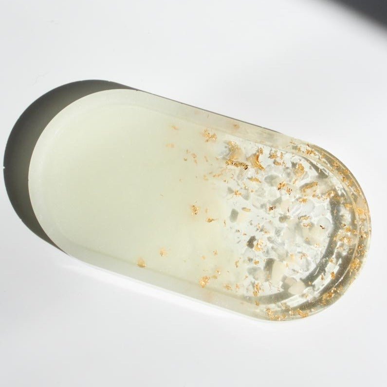 esselleSF Clear Quartz White and Gold Foil Vanity Tray