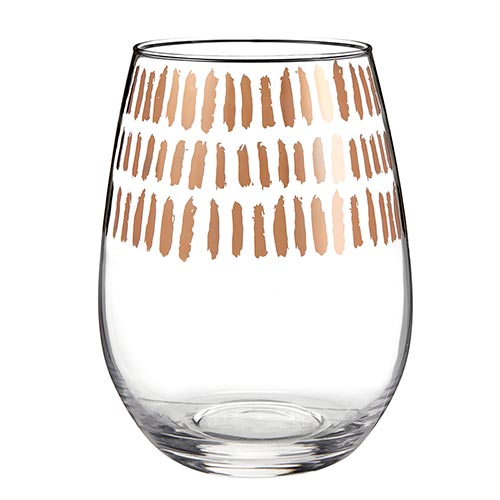 Santa Barbara Design Studio Clear + Rose Gold Stemless Wine Glass, Set Of 6 - lily & onyx