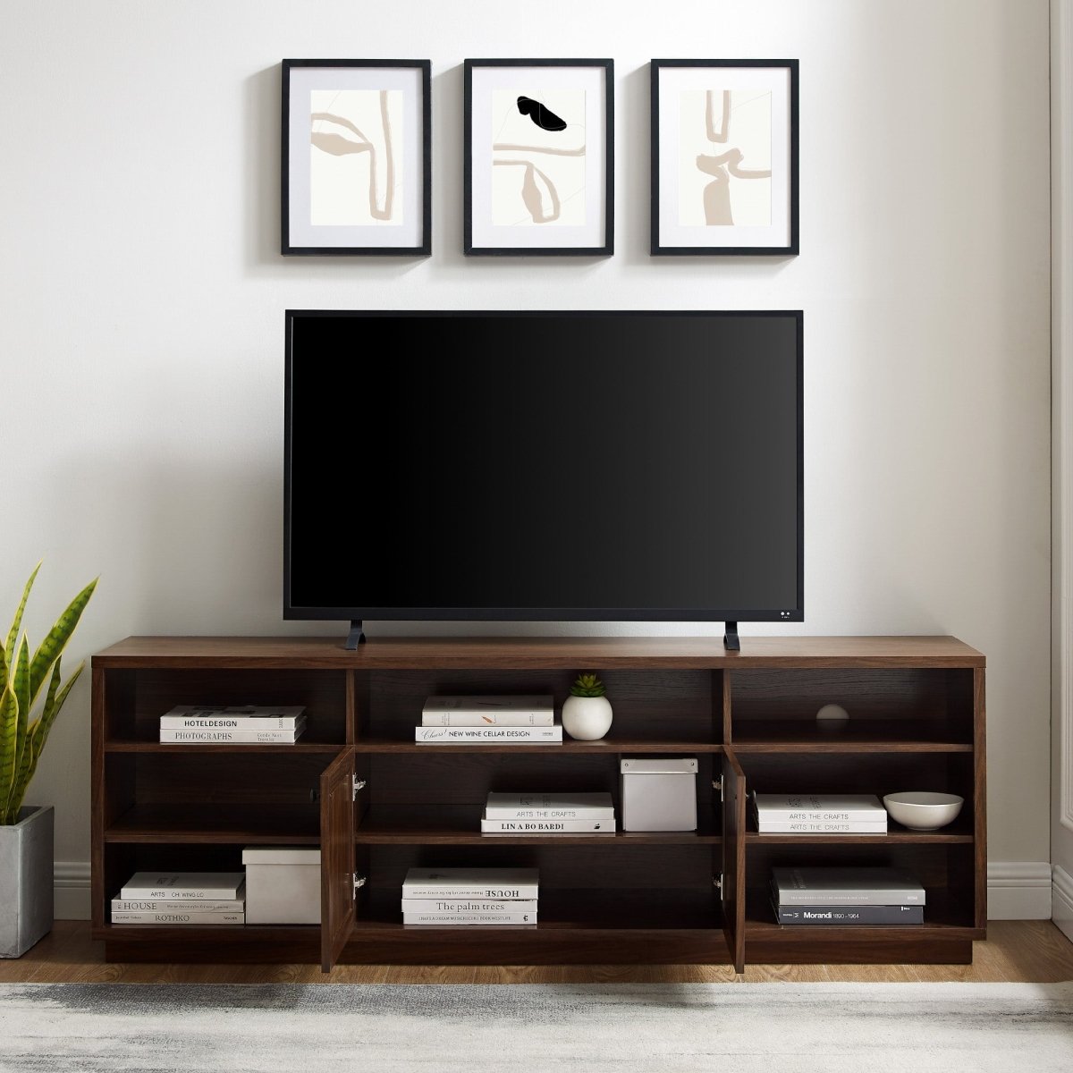 Walker Edison Cody 70" Contemporary Two-Door Wood TV Stand - lily & onyx