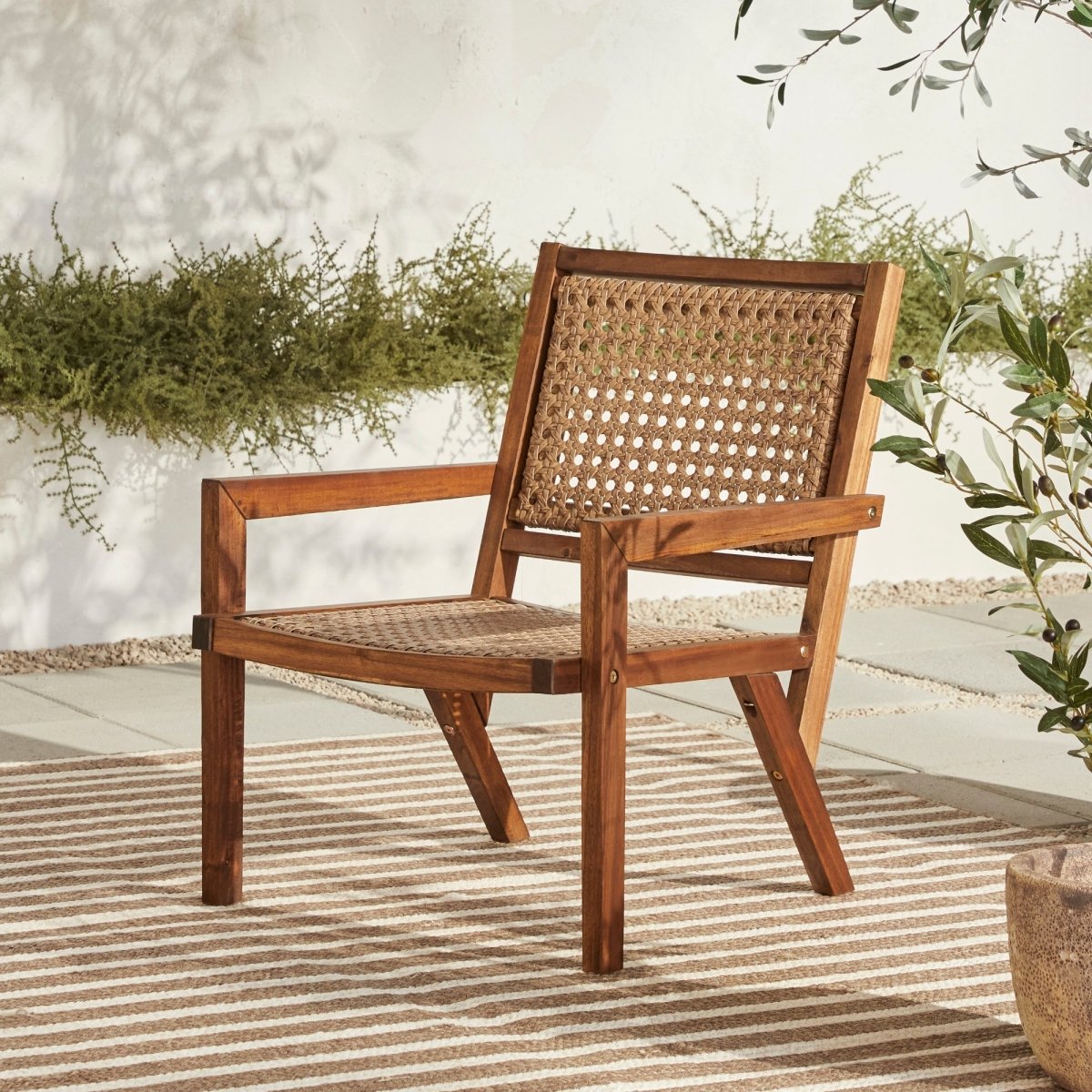 Walker Edison Colby Boho Solid Wood Outdoor Accent Chair - lily & onyx
