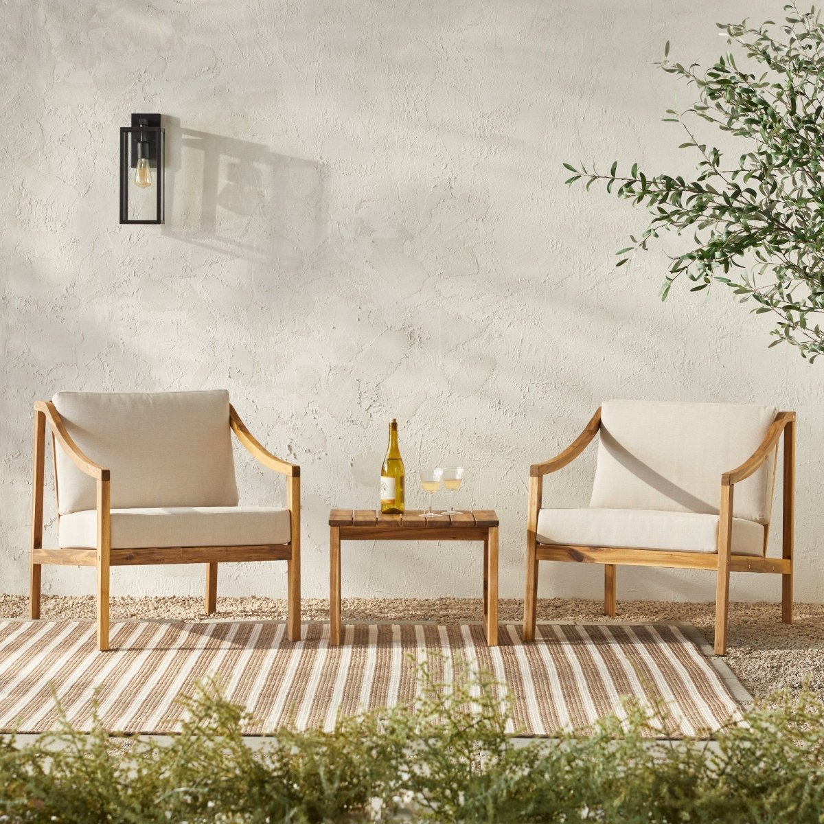 Walker Edison Cologne Modern 3-Piece Patio Chat Set - lily & onyx