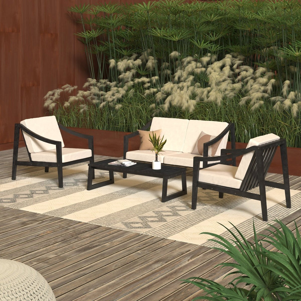 Walker Edison Cologne Modern 4-Piece Patio Chat Set - lily & onyx