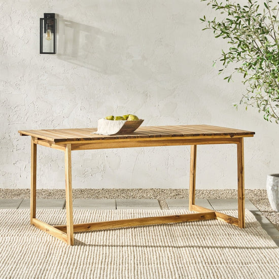 Walker Edison Cologne Modern Solid Wood Slat-Top Outdoor Dining Table - lily & onyx