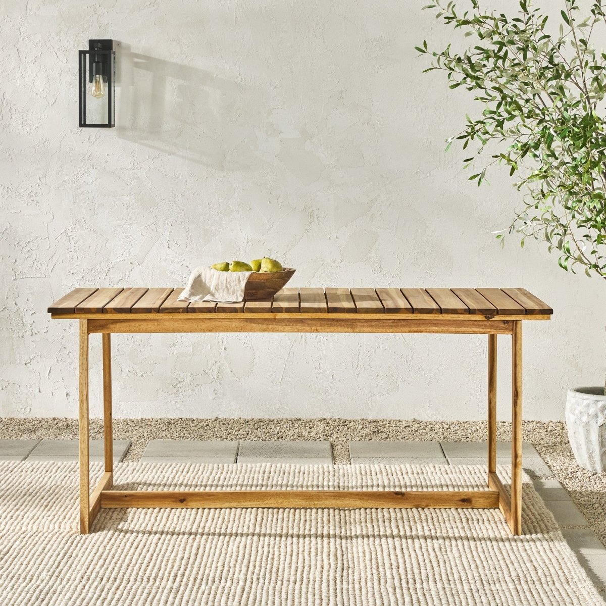 Walker Edison Cologne Modern Solid Wood Slat-Top Outdoor Dining Table - lily & onyx