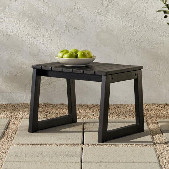 Walker Edison Cologne Modern Solid Wood Slat-Top Outdoor Square Side Table - lily & onyx