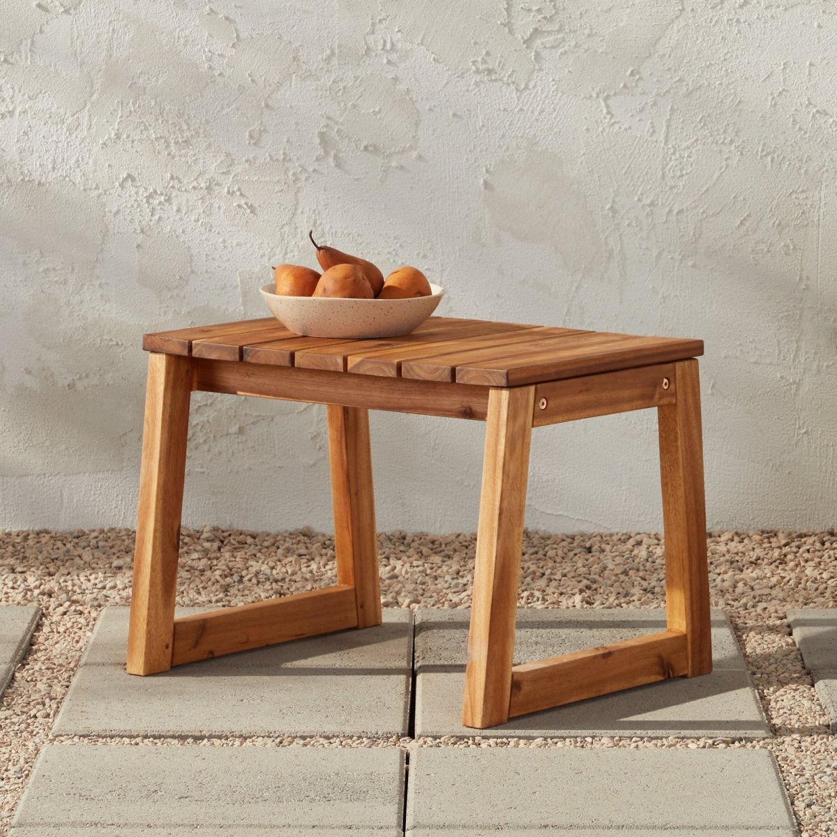 Walker Edison Cologne Modern Solid Wood Slat-Top Outdoor Square Side Table - lily & onyx