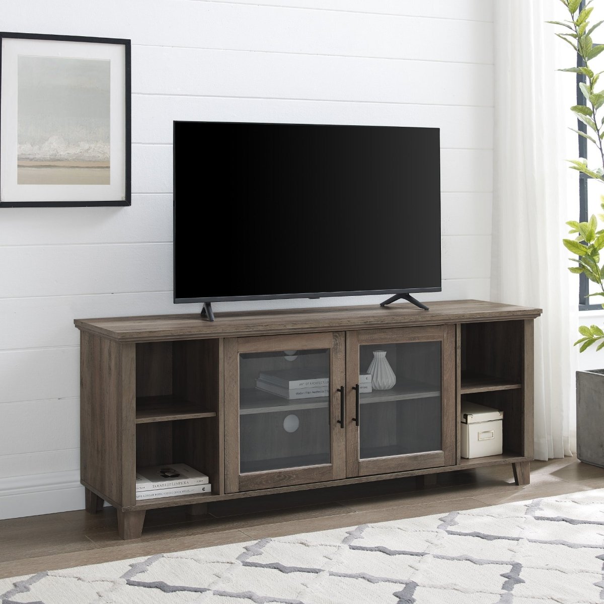 Walker Edison Columbus 58" TV Stand with Middle Doors - lily & onyx