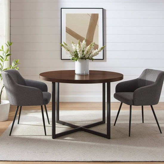 Walker Edison Connor 42" Metal and Wood Modern Round Dining Table - lily & onyx