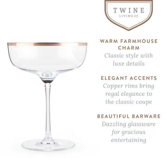 
                      
                        Twine Copper Rim Crystal Coupe Set - lily & onyx
                      
                    