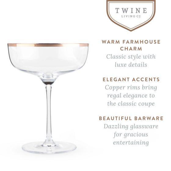 Twine Copper Rim Crystal Coupe Set - lily & onyx