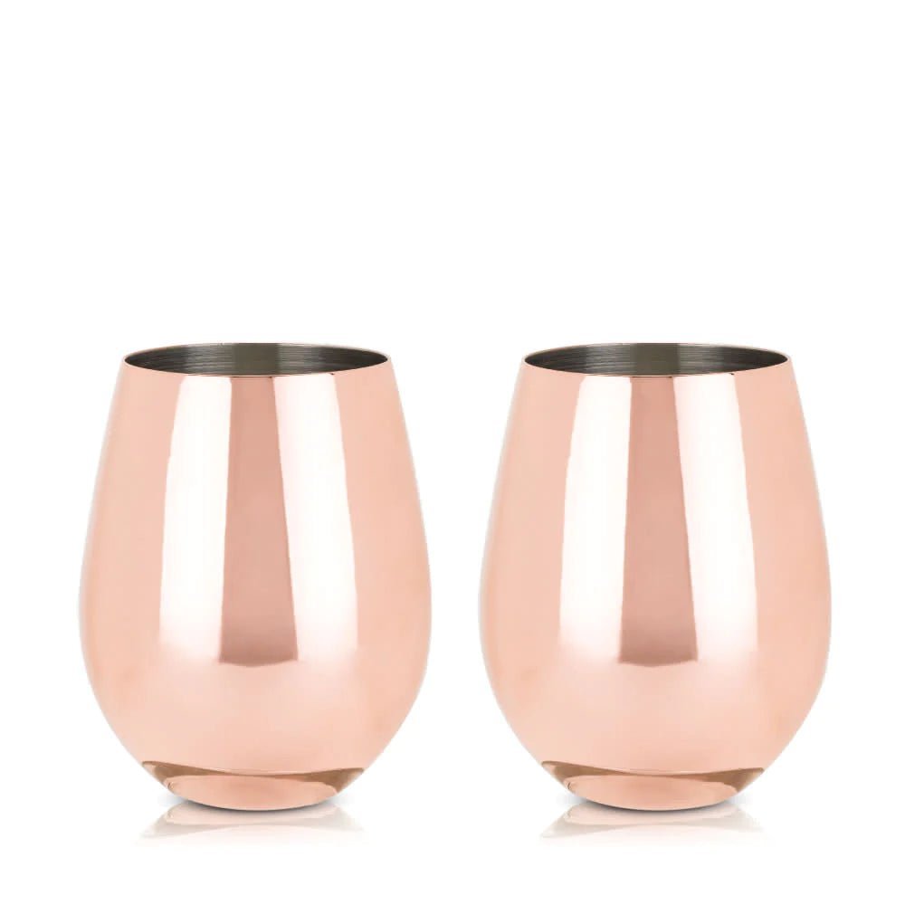 Viski Copper Stemless Wine Glasses - lily & onyx