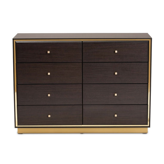 Baxton Studio Cormac Modern And Contemporary Wood And Gold Metal 8 Drawer Dresser - lily & onyx