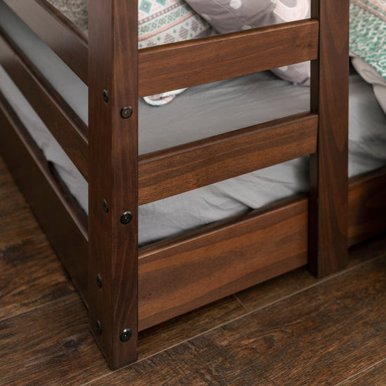 Walker Edison Cottage Jr. Twin Over Twin Solid Wood Bunk Bed - lily & onyx