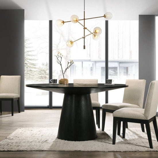 Alpine Furniture Cove Round Dining Table, Vintage Black - lily & onyx