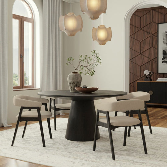Alpine Furniture Cove Round Dining Table, Vintage Black - lily & onyx