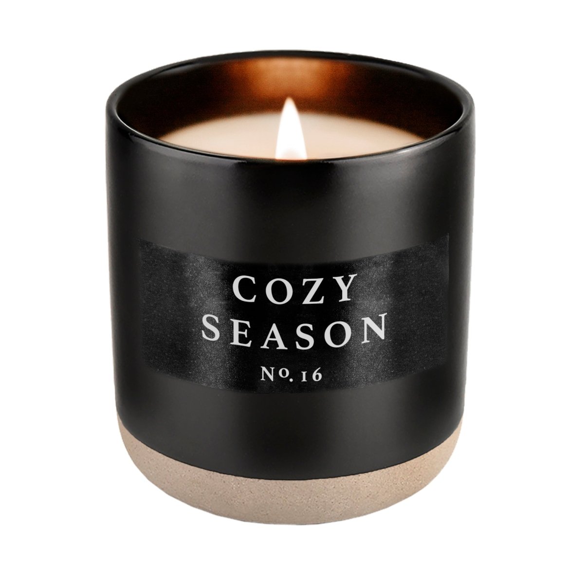 Sweet Water Decor Cozy Season Soy Candle - Black Stoneware Jar - 12 oz - lily & onyx