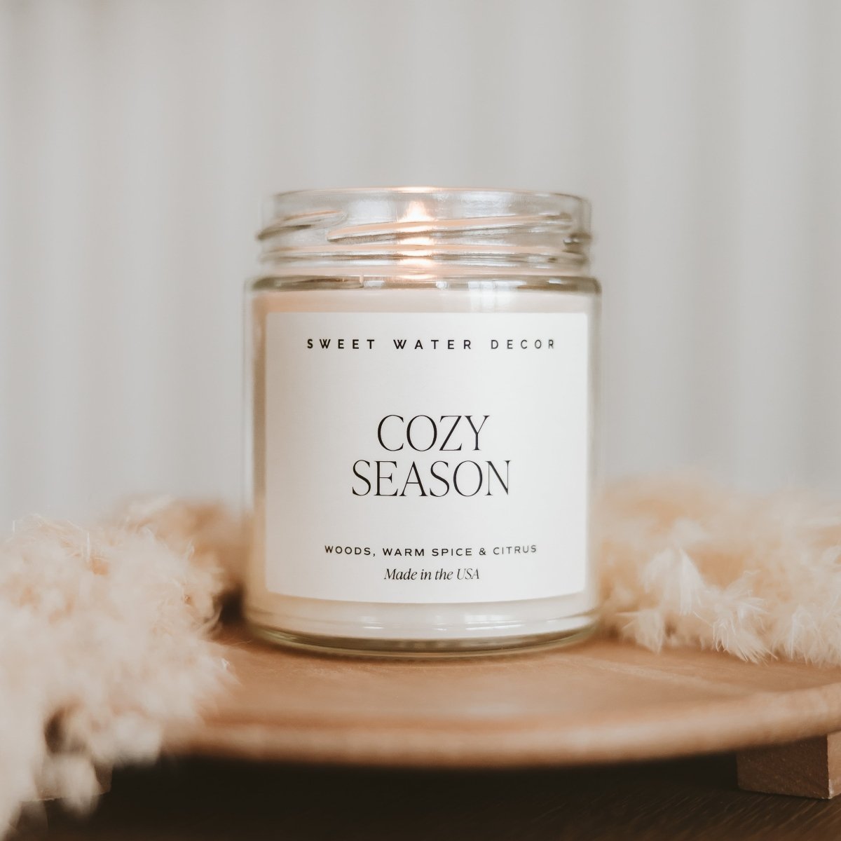 Sweet Water Decor Cozy Season Soy Candle - Clear Jar - 9 oz - lily & onyx