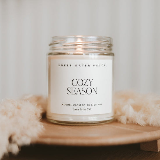 Load image into Gallery viewer, Sweet Water Decor Cozy Season Soy Candle - Clear Jar - 9 oz - lily &amp;amp; onyx
