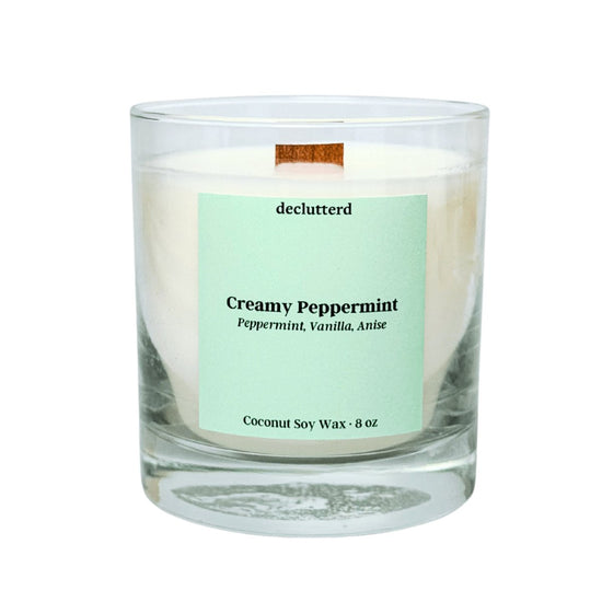 declutterd Creamy Peppermint Wood Wick Candle - lily & onyx