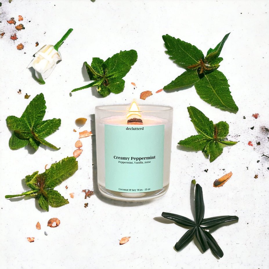 declutterd Creamy Peppermint Wood Wick Candle - lily & onyx