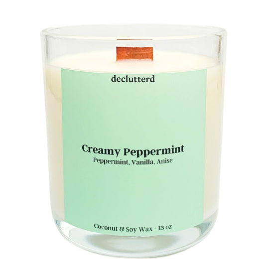 declutterd Creamy Peppermint Wood Wick Candle - lily & onyx