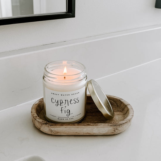 Sweet Water Decor Cypress and Fig Soy Candle - Clear Jar - 9 oz - lily & onyx