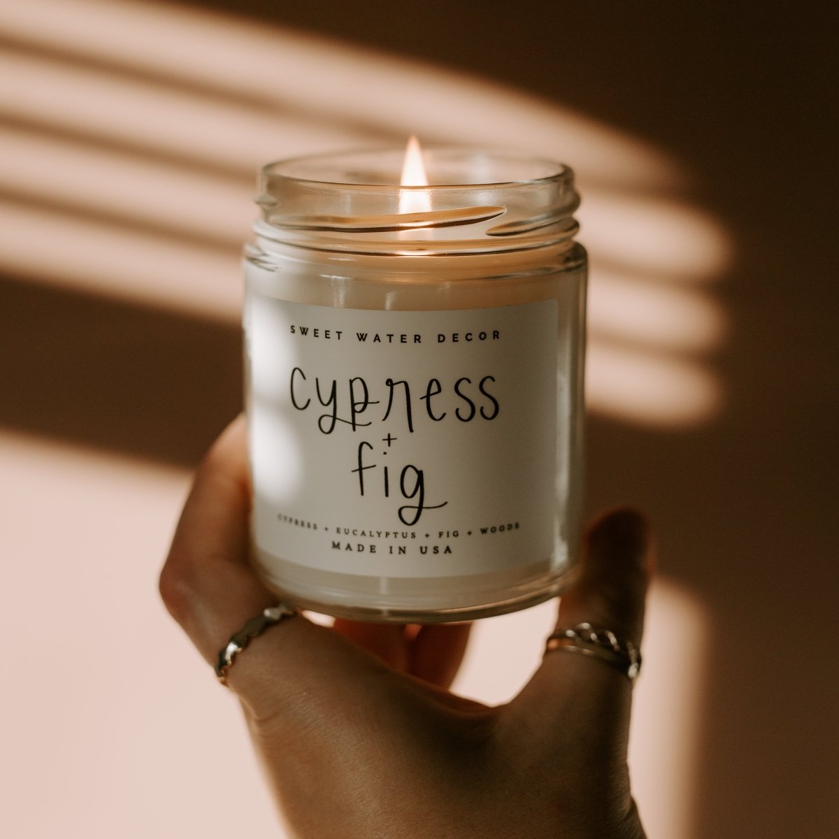 Sweet Water Decor Cypress and Fig Soy Candle - Clear Jar - 9 oz - lily & onyx