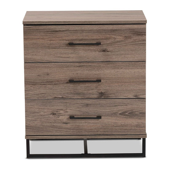 Baxton Studio Daxton Modern And Contemporary Rustic Oak Finished Wood 3 Drawer Storage Chest - lily & onyx