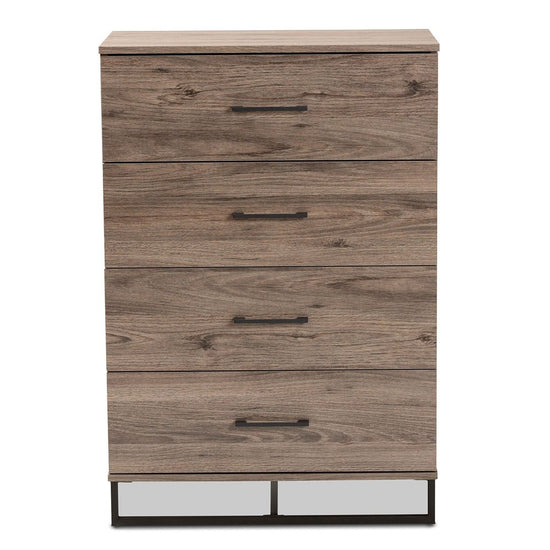 Baxton Studio Daxton Modern And Contemporary Rustic Oak Finished Wood 4 Drawer Storage Chest - lily & onyx