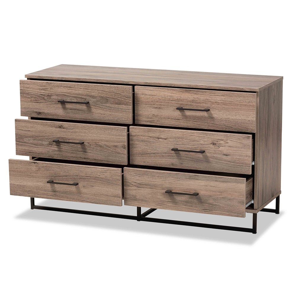 
                      
                        Baxton Studio Daxton Modern And Contemporary Rustic Oak Finished Wood 6 Drawer Dresser - lily & onyx
                      
                    