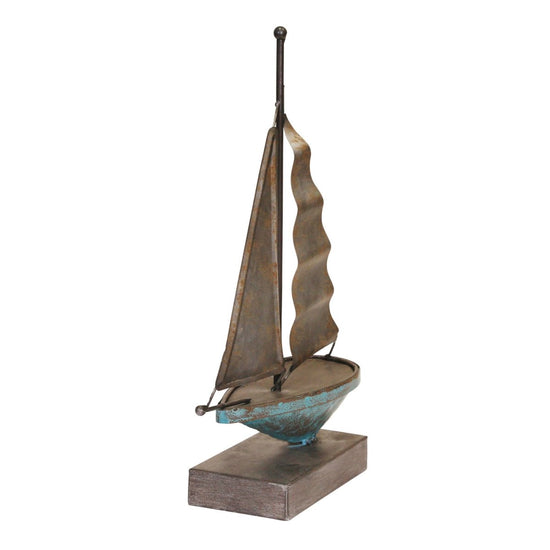 Load image into Gallery viewer, Sagebrook Home Decorative Galvanized Iron Metal Sailboat Figurine - lily &amp;amp; onyx
