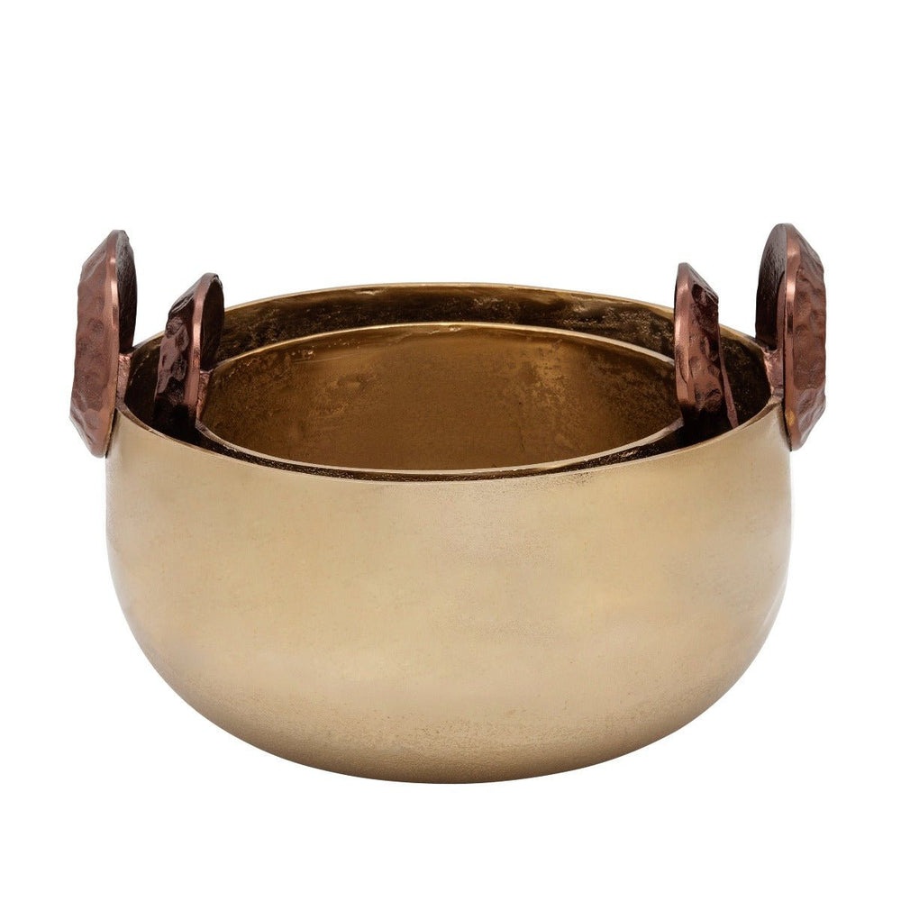 
                      
                        Sagebrook Home Decorative Gold Metal Bowl With Handles, Set of 2 - 10"/12" - lily & onyx
                      
                    