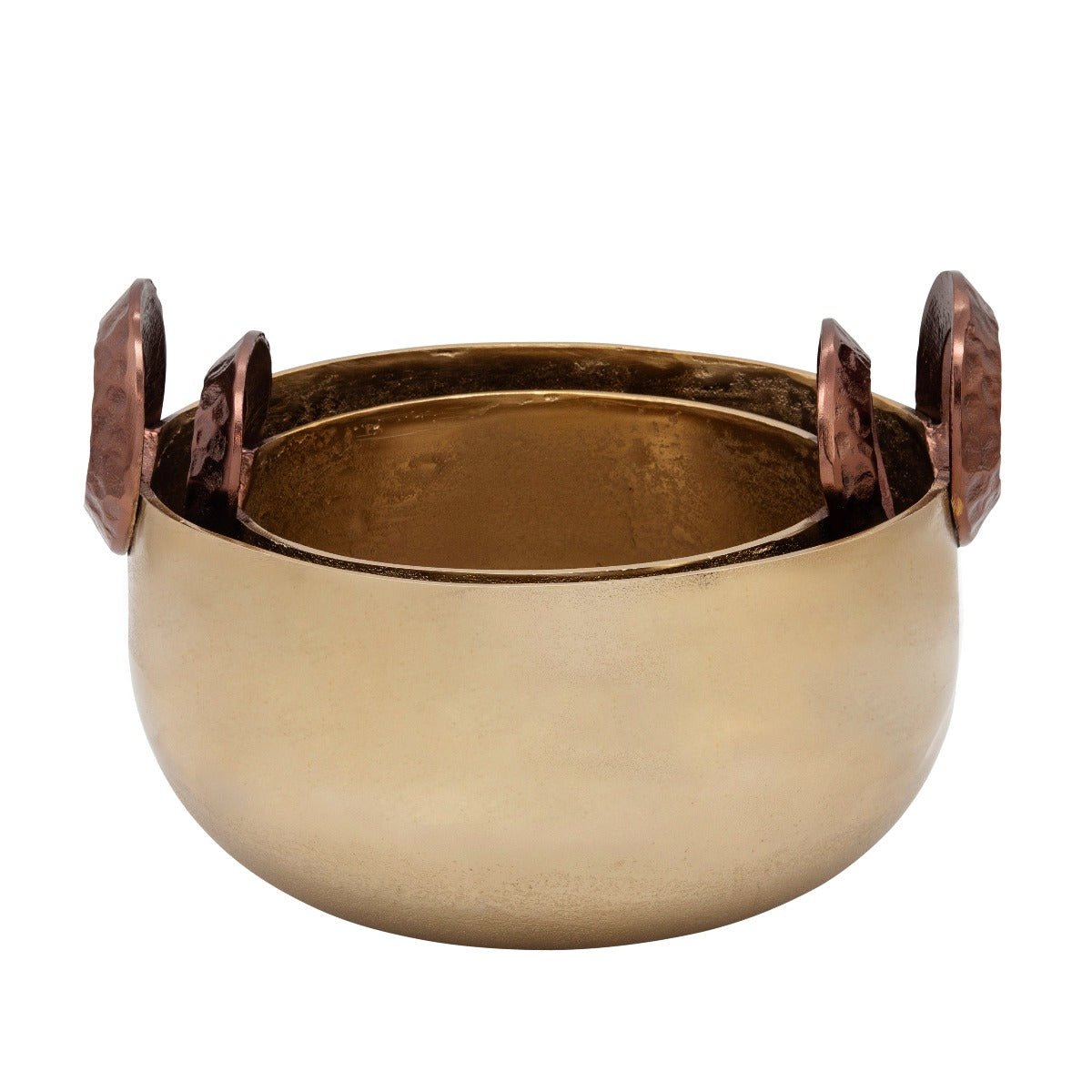 Sagebrook Home Decorative Gold Metal Bowl With Handles, Set of 2 - 10
