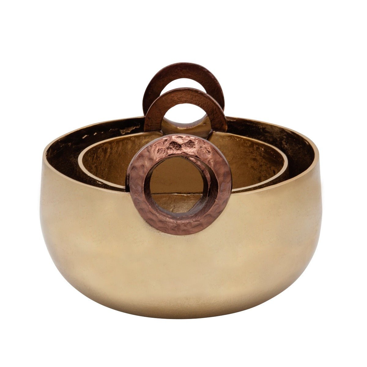 Sagebrook Home Decorative Gold Metal Bowl With Handles, Set of 2 - 10