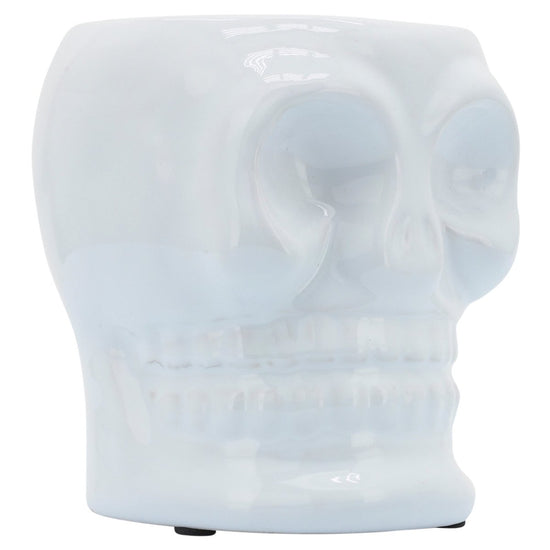 Load image into Gallery viewer, Sagebrook Home Decorative White Ceramic Skull Vase with Glossy Finish, 5&amp;quot; - lily &amp;amp; onyx
